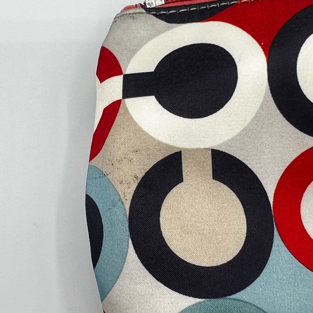 Coach Pop Art Multicolored Signature Circle Print Wristlet - Red Trim - Picture 14 of 15